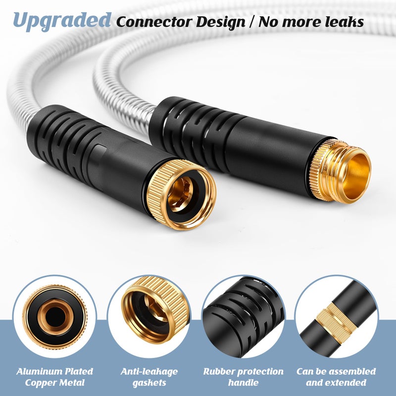 Advinski Garden Hose 50FT  Water Hose with 10 Function Nozzle  Garden Hose Metal with Leak-proof Connectors  No-Kink  Lightweight  Puncture-proof  Pet-proof  Sturdy  550PSI  Hose for Outdoor  Yard - Image 4
